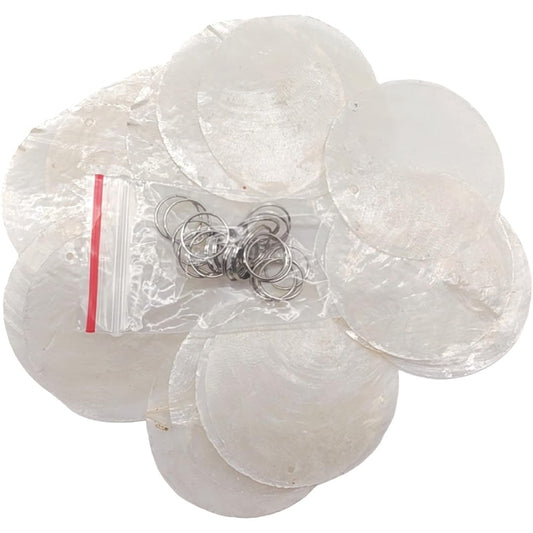 Lmlliang 20pc 2Inch Round Capiz Sea Shells,1Holes Capiz Shells,for Home Decor,Wind Chimes,Jewelry Making Crafts Decoration (White1)