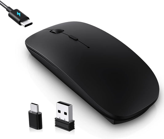 cimetech Rechargeable USB C Mouse, Type C Wireless Mice for MacBook Air, USB-A & Type-C Receiver, Portable Lightweight