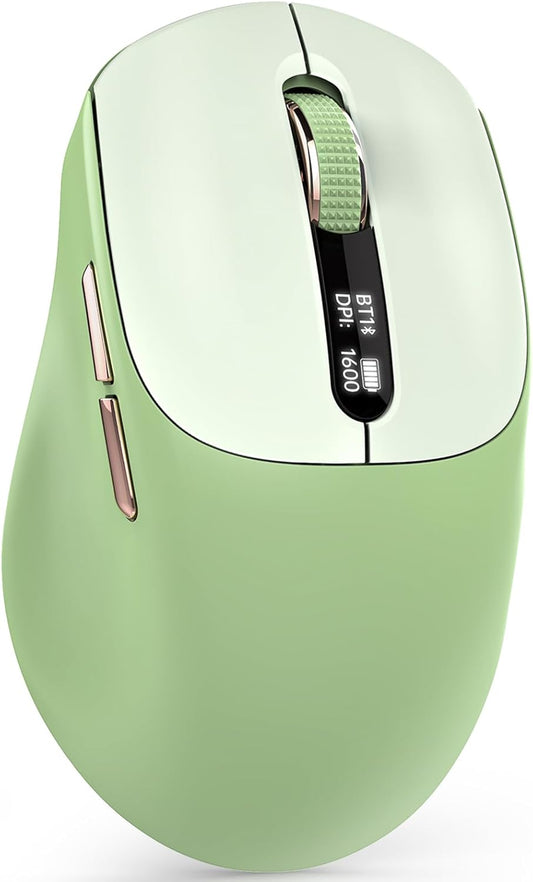 XISOGUU 5.0/4.0 2.4G Wireless Bluetooth Mouse, Bluetooth & Tri-Mode, Type-C Rechargeable with LED Screen Display