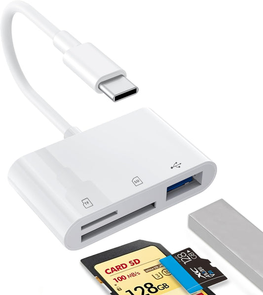 YGKSAA 1PCS 3-in-1 iPhone15 16 17, USB C to SD Card Reader, SD/TF/USB Memory Card Reader, Compatible