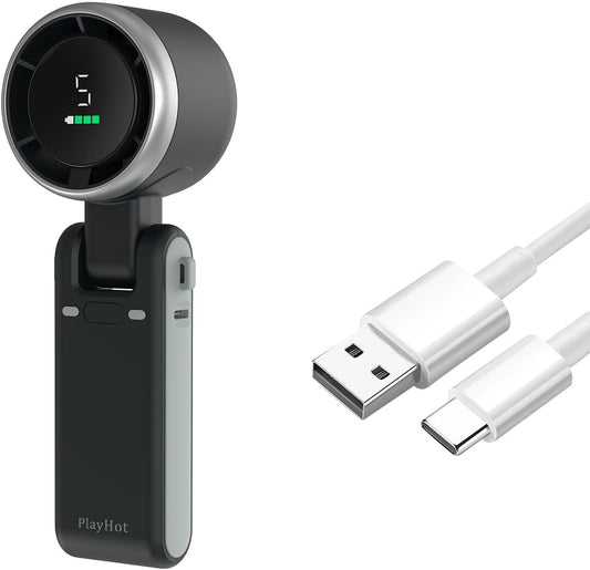 PlayHot Portable Handheld Turbo Fan - Compact Design with USB-C Cable | Sleek Black Finish