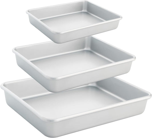 Skiennix Deep Baking Pans Set of 3 - Nonstick Heavy Duty Bakeware for Lasagna | 9/11/13 Inch Trays