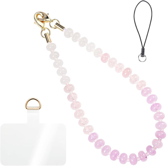 CH.yishi Handmade Natural Gemstone Crystal Beaded Charm Cell Phone Camera Lanyard, Hands-Free Wrist Strap, Phone Chain