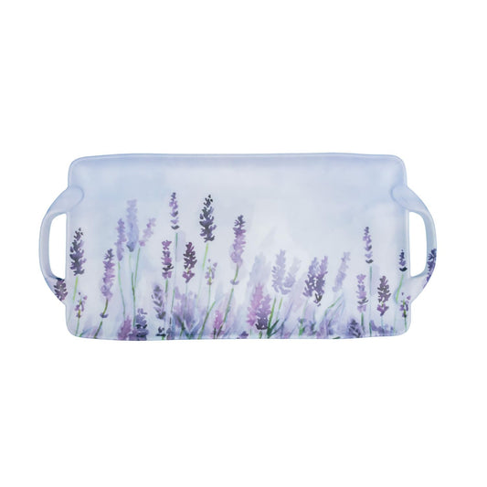 Boston International Decorative Melamine Serving Tray with Handles, Large 18" x 8.75", Lavender