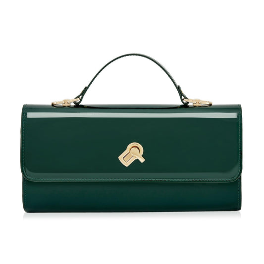 Huralona Evening Clutch Bag Crossbody Handbag Square Box with Detachable Chain PU Leather Shoulder Bag for Women (Dark Green)