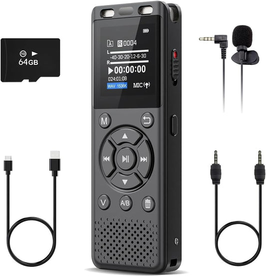 Tonfarb 64GB Repeat,MP3 Digital Voice Recorder with Playback,Audio Recording Device for Lectures