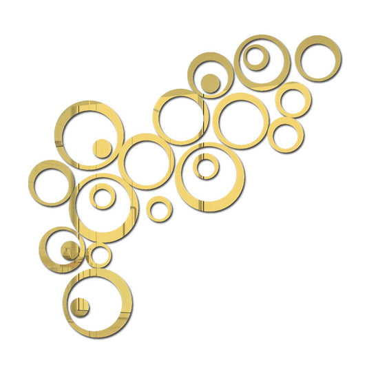 24 Pieces Wall Stickers Acrylic Circle Mirror Removable Mirror Wall Decoration Wall Decals Murals for Home Living Room Bedroom Decor (Gold-Circle)