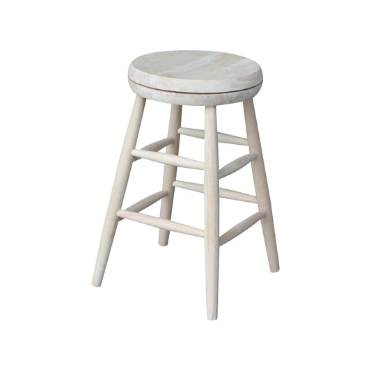 HomeStock African Artifacts Swivel Scooped Seat Stool, 24" Seat Height, Solid Hardwood, 14" x 14" x 24", Fully Assembled, Ideal for Residential Use, Stylish & Durable