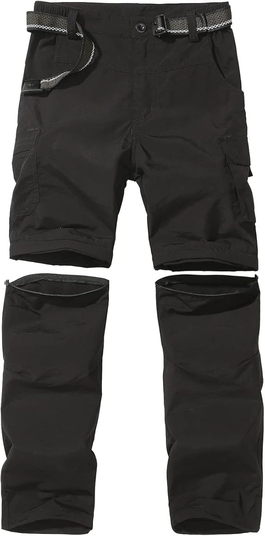 Boy’s Convertible Hiking Pants Lightweight Quick Dry Zip Off Pants for Kids Youth Outdoor UPF 50+ Casual Cargo Trousers