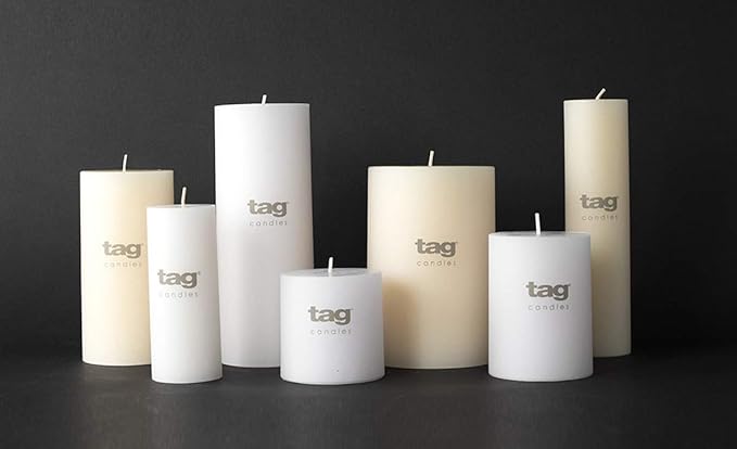 TAG Chapel 3X6 Ivory Pillar Paraffin Wax Candle Unscented Drip-Free Long Burning 85 Hours For Home Decor Wedding Parties 3x6 Ivory