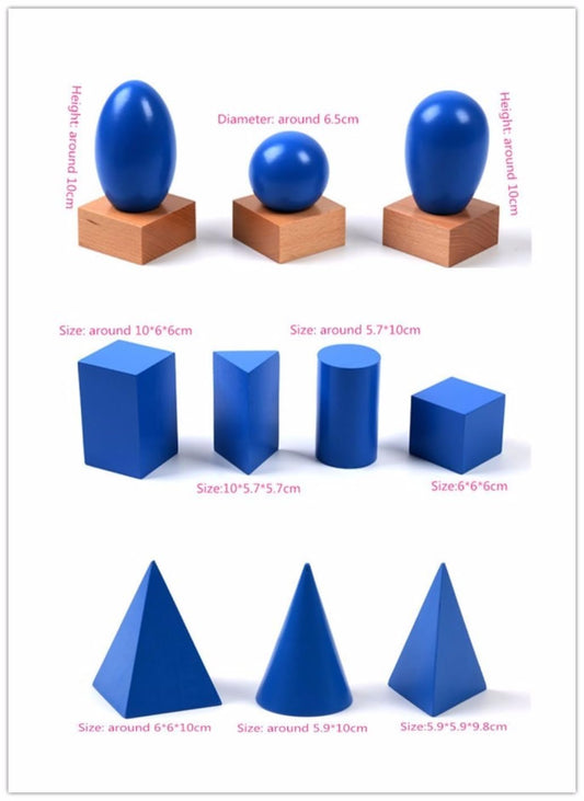 Gudong Baby Toy Montessori Geometric Solids with Stands Bases and Box Early Childhood Education Kids Toys Geometric Shape Cognitive Matching Educational Toy