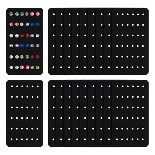 OLYCRAFT 18Pcs Acrylic Earring Display Cards 24 Holes Black Earring Organizer Portable Earrings Holder Jewelry Organizer Holder Show Rack for Home Travel Stud Earrings Jewelry Storage and Display
