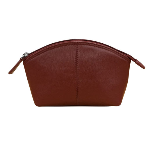 ili New York Genuine Leather Cosmetic Pouch – RFID Blocking, Leather Makeup Bag for Purse with Top Zip Closure & Interior Zip Pocket, Perfect as a Compact and Stylish Travel Cosmetic Bag