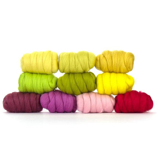 Revolution Fibers | Mixed Merino Wool Variety Pack | Perfect Wool Roving for Spinning, Needle Felting, Wet Felting, Weaving and Crafting (Spring Blossom (Multicolored), 250 Grams)
