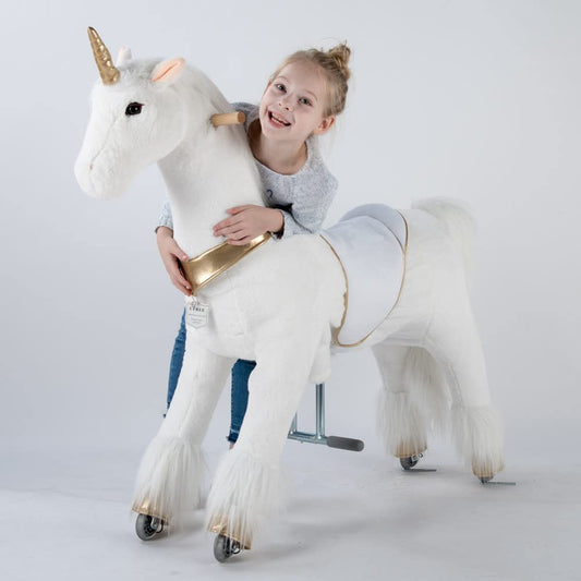UFREE Unicorn Ride on Toy for Girls as Great Birthday Gift Large Mechanical Pony Horse with 44 inch Height for Everyone Above 6 Years Old Great Birthday Gifts