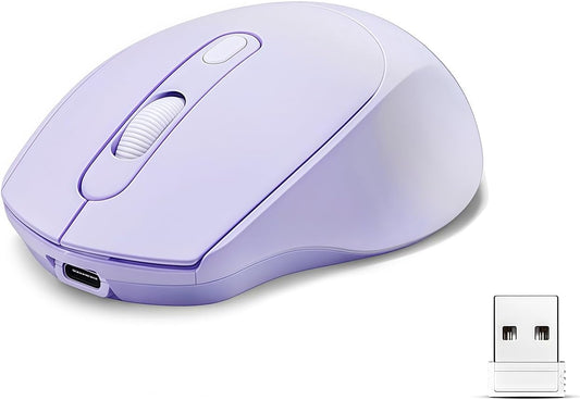 Yadojingcn 2.4G+BT 3 Wireless Gradient Color Rechargable Mouse Slim Silent Dual-Mode Portable Office Mouse with USB