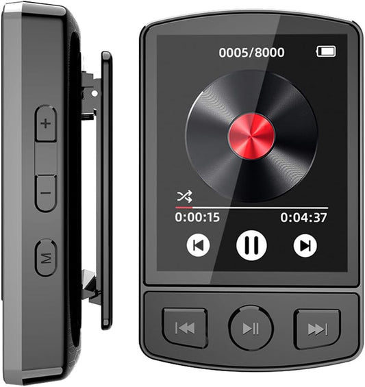 Wisoqu MP3 BT5.2, 30H (8GB) Player, Portable Lossless Music Player with Digital Screen, Speaker, FM Radio, E Book