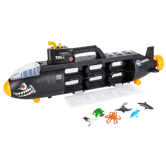 Aquatic Discovery Expedition Research & Rescue Submarine Toy with 6 Ocean Sea Animalsunderwater Boat Set for Kids