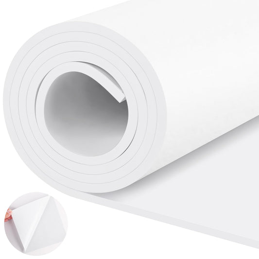 ToLanbbt Self Adhesive EVA Foam Roll - 1/4” Thick, 12” x 59” White Closed Cell EVA Foam Sheets, Weatherproof Soundproof Padding for Automotive, Cabinet, Furniture, Crafts, DIY