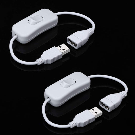 2 Pack ELECTOP Male to Female USB Cable with On/Off Switch, USB Extension Inline Rocker Switch for Driving Recorder