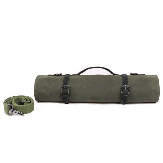 Large Chef’s Knife Roll Bag,Heavy Duty Waxed Canvas Knife Carrier,11 Pockets Kitchen Cooking Tools Storage Case, Easily Carried By Shoulder Strap ForProfessional Chefs,Culinary School Students