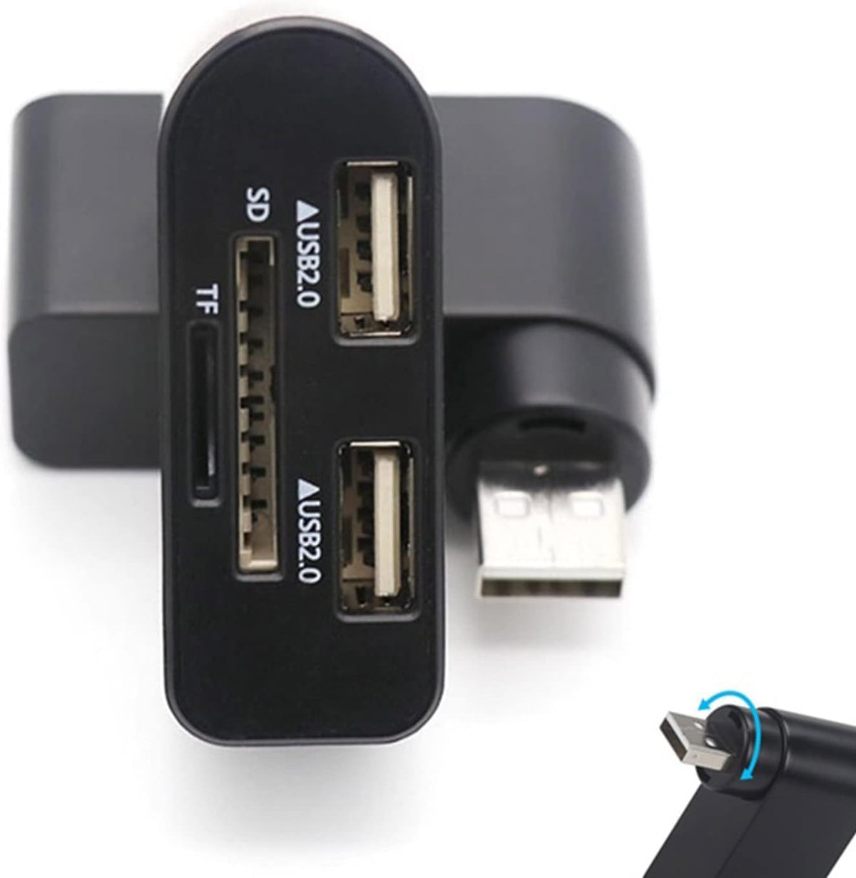 ZhangyiHot 1Pc 4 1 2.0 1 USB2.0 480Mbps 180 Black in USB Hub Docking Station Degrees Rotatable Splitter Card Fast