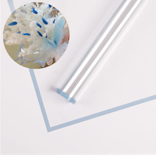 JOSON 20 sheets of colored border transparent waterproof wrapping paper, flower shop bouquet supplies, DIY handicrafts, gift packaging or gift box packaging 22.8 * 22.8 Inch (blue)