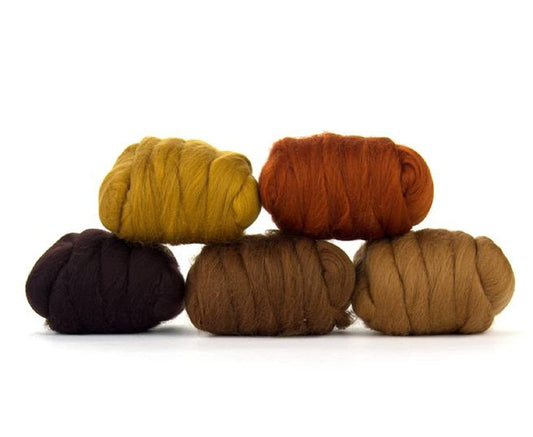 Revolution Fibers | Mixed Merino Wool Variety Pack | Perfect Wool Roving for Spinning, Needle Felting, Wet Felting, Weaving and Crafting (Barky Brown (Browns), 250 Grams)