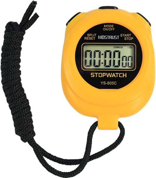 Digital Simple Stopwatch Timer, Single Lap Stopwatch Countdown Timer with On/Off, AAA Battery(Included) Stopwatch for Kids Students Coaches (Yellow)