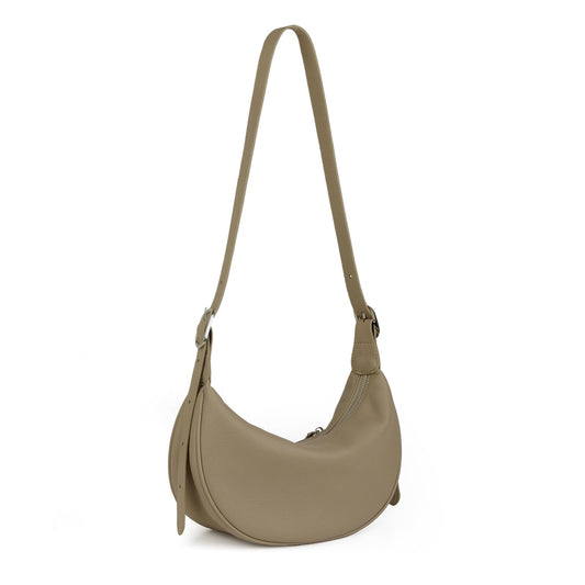 DONNAIN Casual Soft Leather Hobo Bags Women Crossbody, Trendy Crescent Shoulder Bag and Mini Purse (New Khaki, Small)