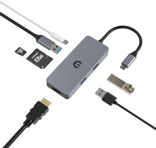 Tiergrade 7-in-1 4K 100W 3 3.0, USB C Hub Multiport Adapter, USB C Docking Station with HDMI, Power Delivery, USB-A SD
