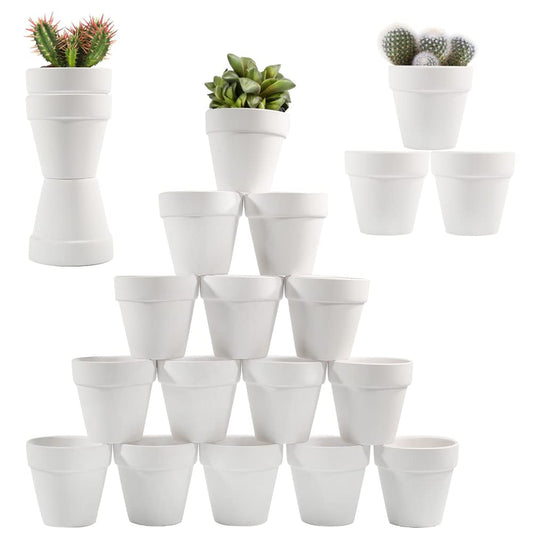 Sderoq 3 Inch Terracotta Pots - 22Pack Clay Flower Pots with Drainage Hole, Succulent Nursery Pot/Cactus Plant Pot. Great for Plants, Crafts, Wedding Favorn, DIY Production (White)