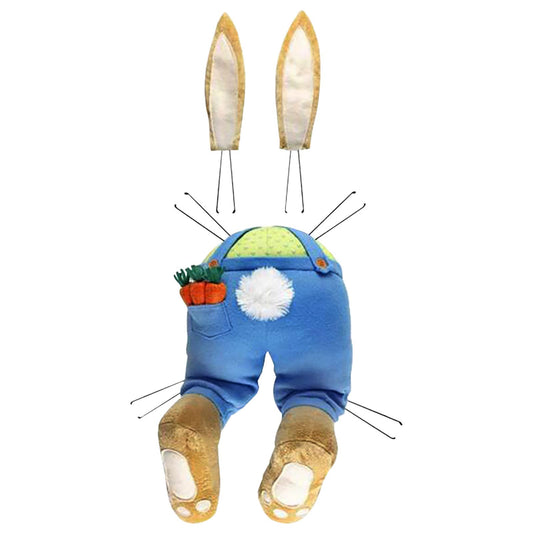 Easter Bunny Butt Wreath Kit Plush Rabbit Ear Wreath Attachment Thief Bunny DIY Embellishment Sets Spring Easter Outdoor Hanging Welcome Sign Garland Decorative Craft Supplies (Blue)