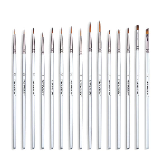 Transon Fine Detail Paint Brush Set 15pcs for Miniature Models Craft Painting Body Painting with Acrylic Gouache Watercolor Tempera and Oil Paint