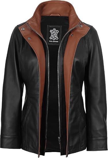 Decrum Leather Jackets Women Real - Womens Stylish Leather Jacket | [1331294] Erin Black, L