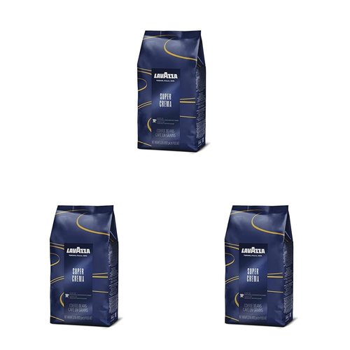 Lavazza Super Crema Whole Bean Coffee Blend - Light-Medium Espresso Roast, 2.2 lb (Pack of 3) | Premium Quality, Aromatic Flavor
