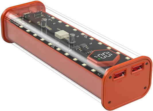 TKOWTB 21700 4 21700 Battery Storage Box Slots DIY Power Bank Box for Charger Dual USB Output TypeC Input Orange