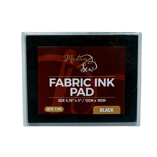 Madam Sew Permanent Fabric Ink Stamp Pad | Crisp, Washable Impressions on Cotton & Linen | Fade-Resistant Fabric Stamp Ink Pad for Fabric Crafts, Labels & Gifts | Works with All Rubber Stamps (Black)