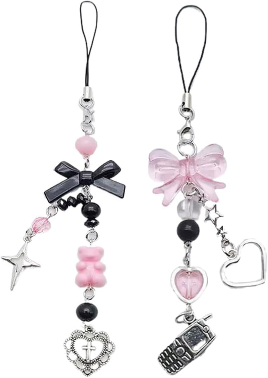 cioatu 1-4PCS Y2K Y2K Cute Phone Charms Aesthetic Cell Phone Charms Strap Strawberry Butterfly Star PhoneCharm