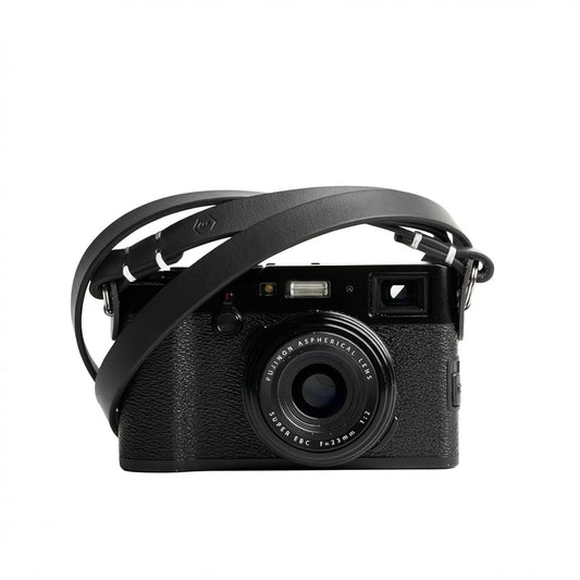 Evergreen Leather Camera Strap – Split Ring, 38 Inch Neck Shoulder Slim, Vintage Modern Design, Hand Stitched, Compatible with Fuji Sony Nikon Leica Canon (Black)