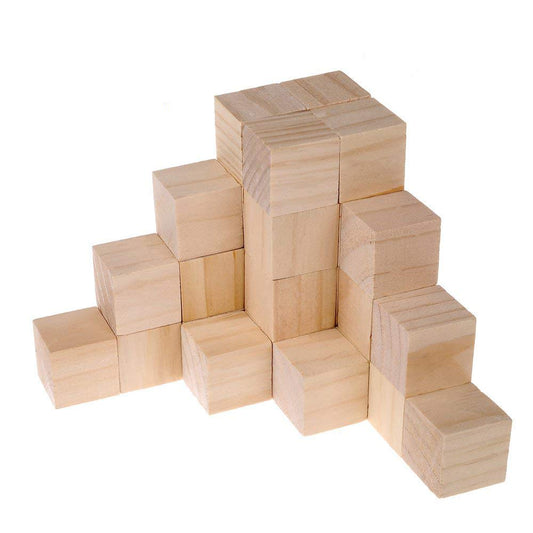Supla 40pcs 1.5 inch - Natural Solid Wood Square Blocks - for Puzzle Making, Crafts, and DIY Projects