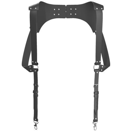 Voolup - Top Grain Genuine Leather Black Suspenders for Men | Leather Suspenders for Men Heavy Duty | Groomsmen Wedding Gift | Adjustable Metals Clips for Dress Pants and Jeans