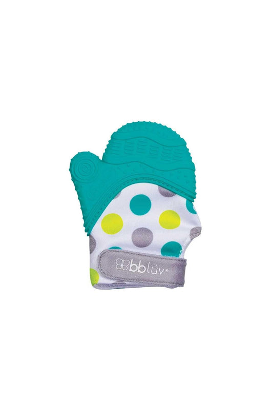Bblüv - Glüv - Original Silicone Baby Teething Mitten with Opposable Thumb, Self Soothing Teether Toy, Includes a Storage Bag (Aqua)
