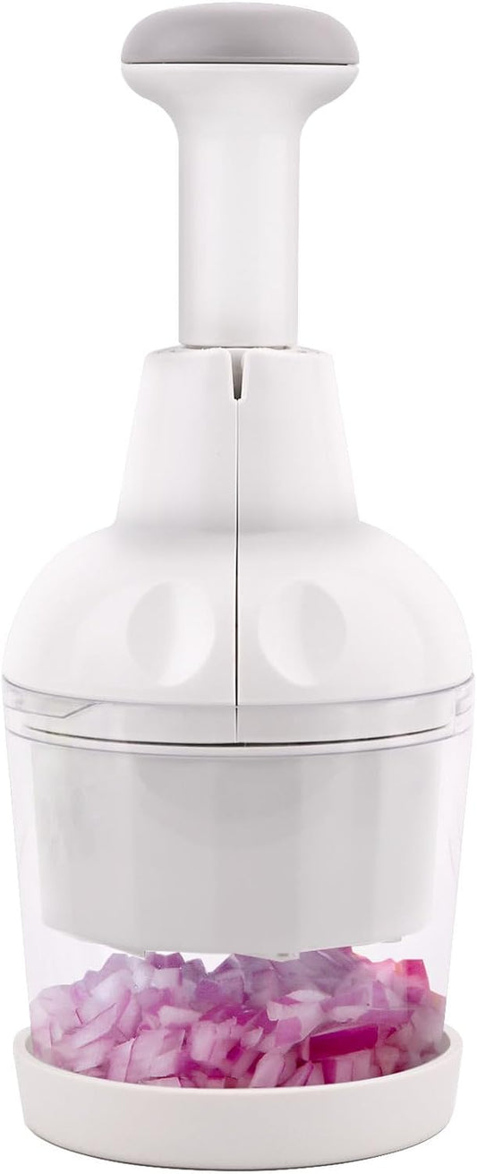 Skiennix Vegetable Chopper - Manual Food Cutter for Onion, Salad & Garlic | Dishwasher Safe, White