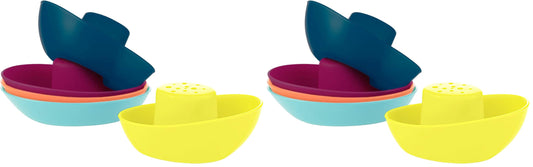 Boon Fleet Toddler Bath Tub Water Stacking Boat Toy Set for Kids Aged 9 Months and Up, Multicolor (Pack of 10)