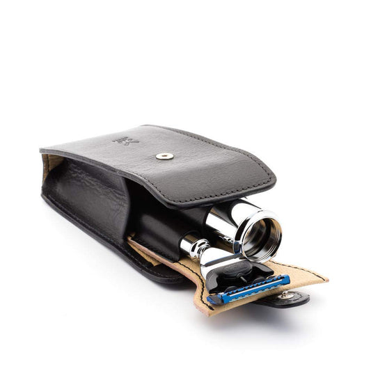 MÜHLE Travel Florentine Leather Silvertip Fibre 5-Blade Razor Luxury Shaving Kit