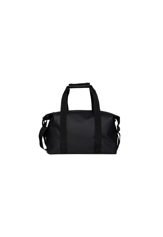 RAINS Hilo Weekend Bag Small - Black Waterproof Travel Duffel for Men and Women, Gym Carry On With Coated Zip, Shoulder & Compression Straps
