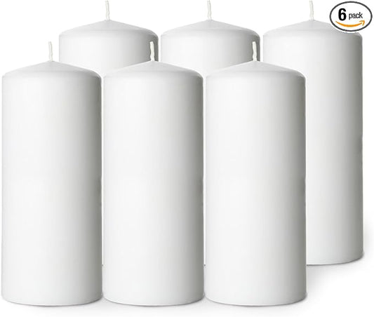 Unscented White Pillar Candle Bulk 3x6, 6 Pack, Long Lasting 70 Hour Burn, Wax Pillar Candles for Home Decor, Smokeless Dripless Candle for Dinner Table, Wedding, Bathroom