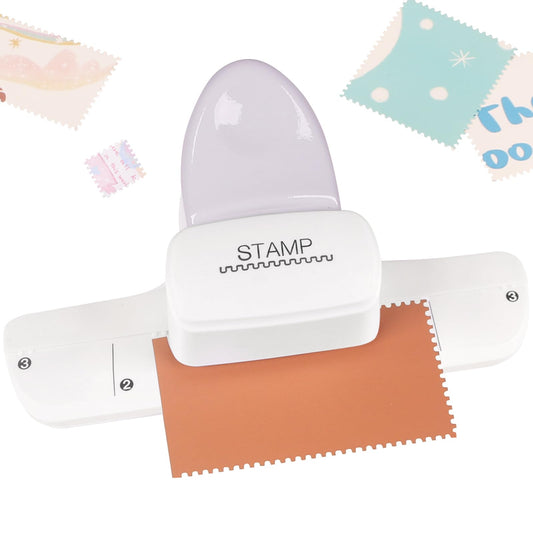 Stamp Puncher - Adjustable Postage Stamp Border Punch Stamp Shaped Paper Punch for Scrapbooking, DIY Greeting Cards, Journaling, and Paper Crafts (Mauve)