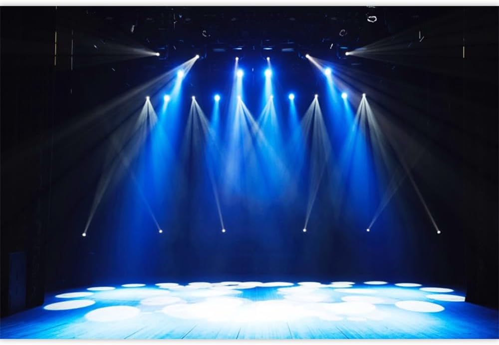 Leowefowa 12x6ft Vinyl Stage Concert Backdrop Spotlight Lights Night Club Photo Background Let's Glow Crazy Theme Party